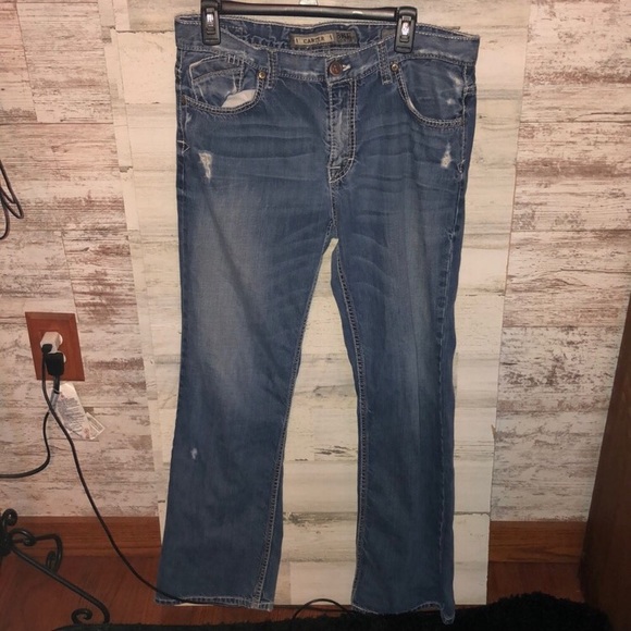 BKE MENS CARTER Jeans BKE Denim size 33S cowboy jeans distressed look short - Picture 6 of 7